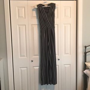 Black and White Striped Jumpsuit